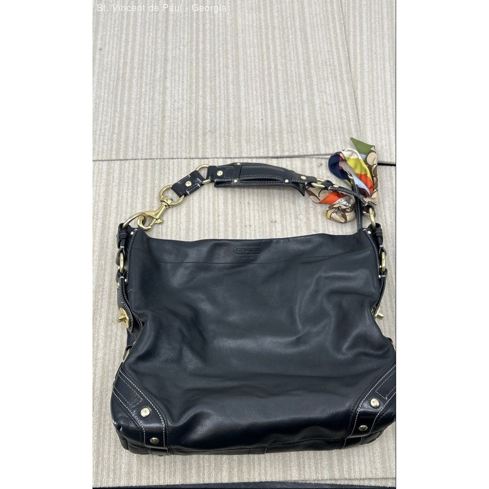 Coach Carly Large Hobo Shoulder Bag Brown Full-Grain Leather buckles 10616 Y2K - Picture 6 of 12